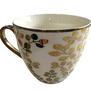 10 Strawberry Street￼ Tea/ Coffee Mug 3.75" T 3.75" D Gold Leaves Pattern
